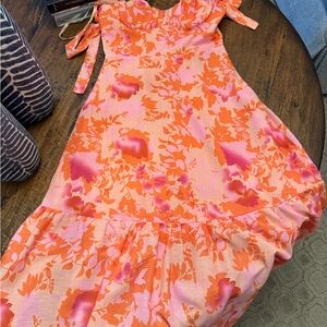 One and Only Collective Floral Orange and Pink Dress
